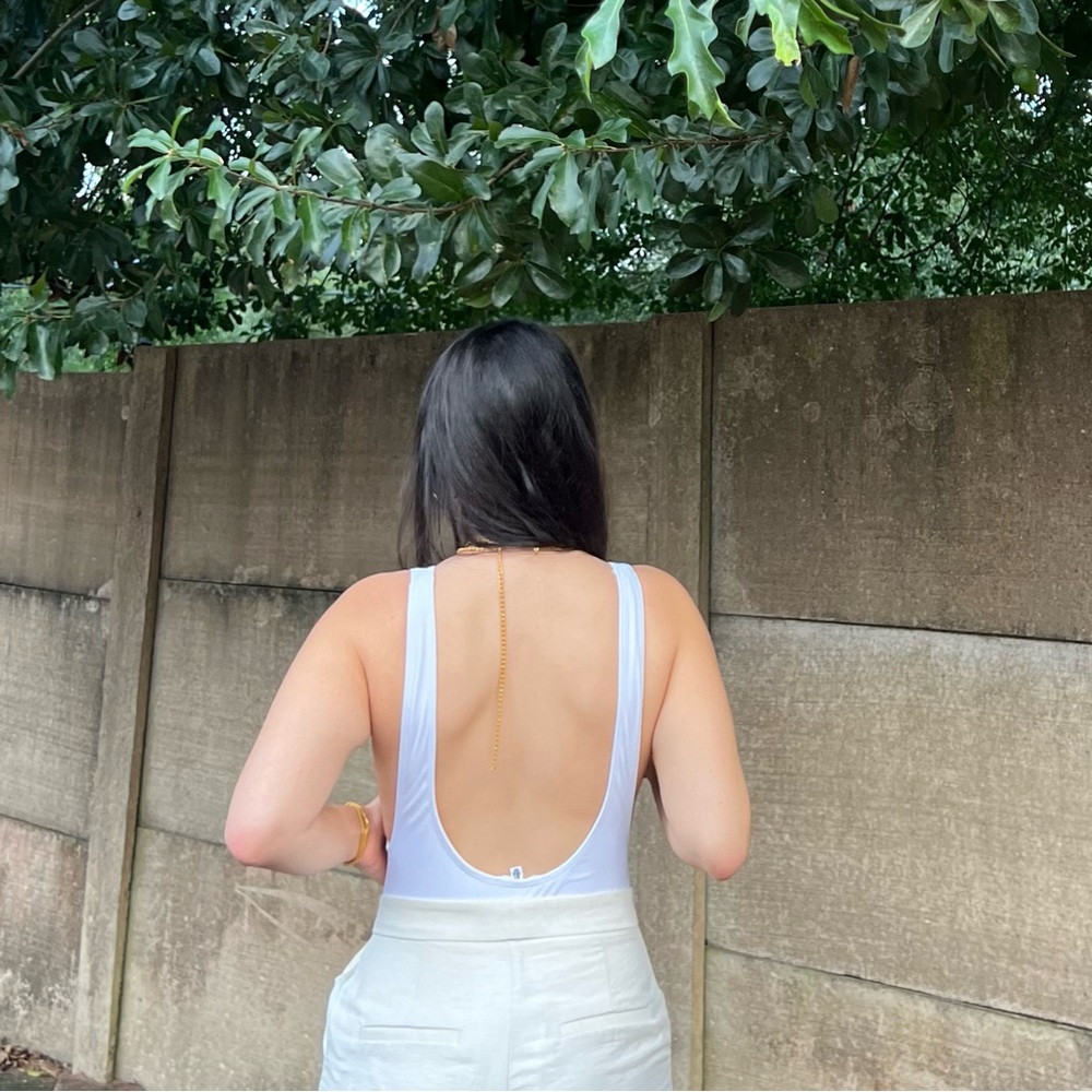 Missguided white open back swimsuit